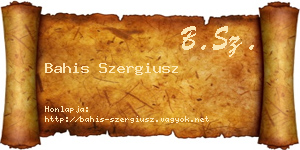 Bahis Szergiusz névjegykártya
